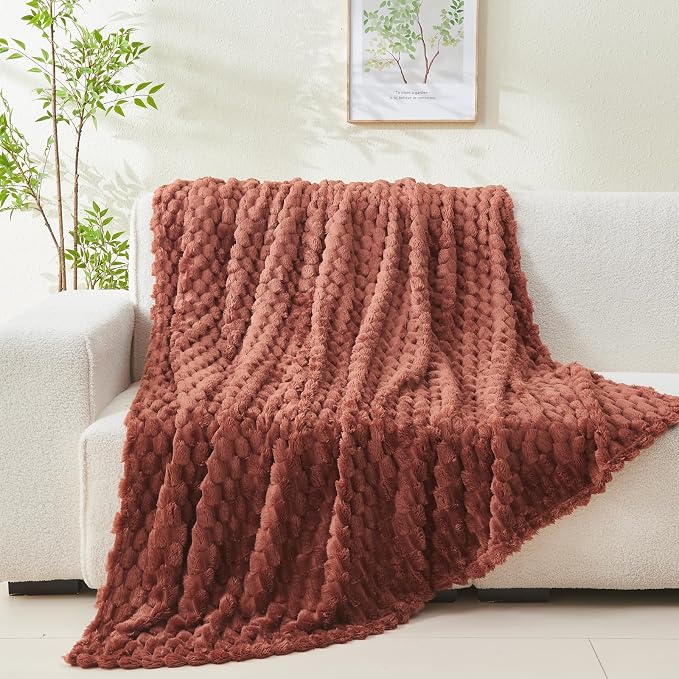 NEWCOSPLAY Fleece Clouds Cozy Throw Blanket for Couch, Coffee, 50"x60" | Premium Silky Flannel Blanket, Soft Lightweight Fluffy Throw Blanket for Bed Sofa Decor, Gift for All Season Use