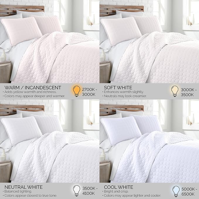 Southshore Fine Living, Inc. King Size White Quilt Bedding Set with 2 Pillow Shams, Quilted Summer King Size Light Weight Bedspread, California King Quilt Coverlet, Bright White