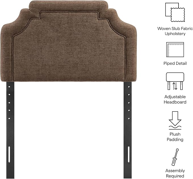 Modway Magnolia Twin Size Upholstered Fabric Headboard in Mocha - Padded Cushioned Headboard with Woven Heathered Upholstery and Adjustable Mounting Positions