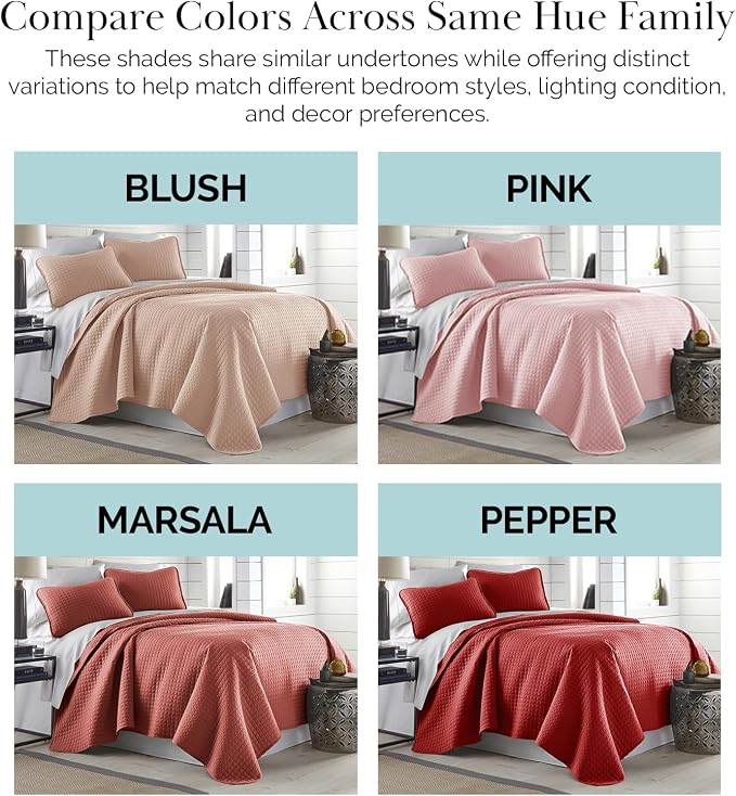 Southshore Fine Living, Inc. Oversized King Quilt Bedding Set with 2 Pillow Shams, Marsala Coverlet, King Size/California Bedspread, Soft Microfiber Bedding, Easy Care, Machine Washable, Marsala