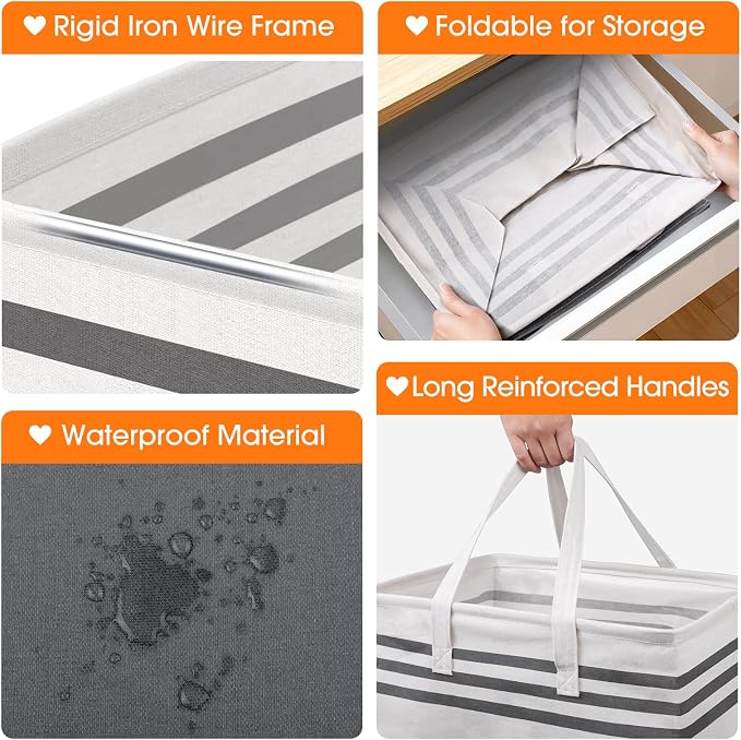 4 Pack Large Laundry Baskets, Laundry Hampers, Freestanding Waterproof Collapsible Clothes Bag with Extended & Reinforced Handles - Clothes Basket for Dorm, Bathroom, Home (75L)