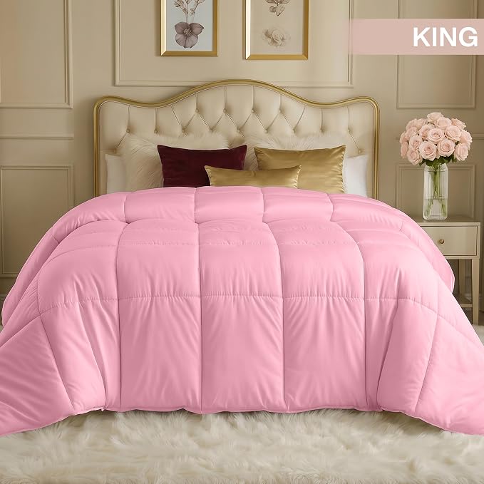 Utopia Bedding Duvet Insert, Comforter King Size 90 x 102 Inches, Pink | Cozy All Season Comforter for Kids and Teens, Unisex, Down Alternative Fill, Soft Microfiber Shell, Machine Washable.