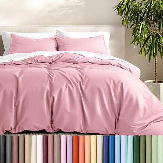 Bare Home Duvet Cover Set 1800 Ultra-Soft (King, Light Pink) | Lightweight, Cooling, Breathable, Premium 1800 Ultra-Soft, All-Season
