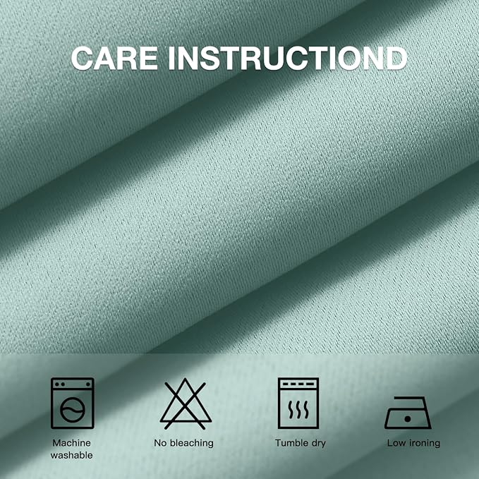 COSVIYA Grommet Room Darkening Aqua Curtains 45 inch Length for Bedroom | Light Blocking Insulated Thermal Curtains for Living Room, Blackout Thick Polyester Window Drapes,52x45 inches, 2 Panels