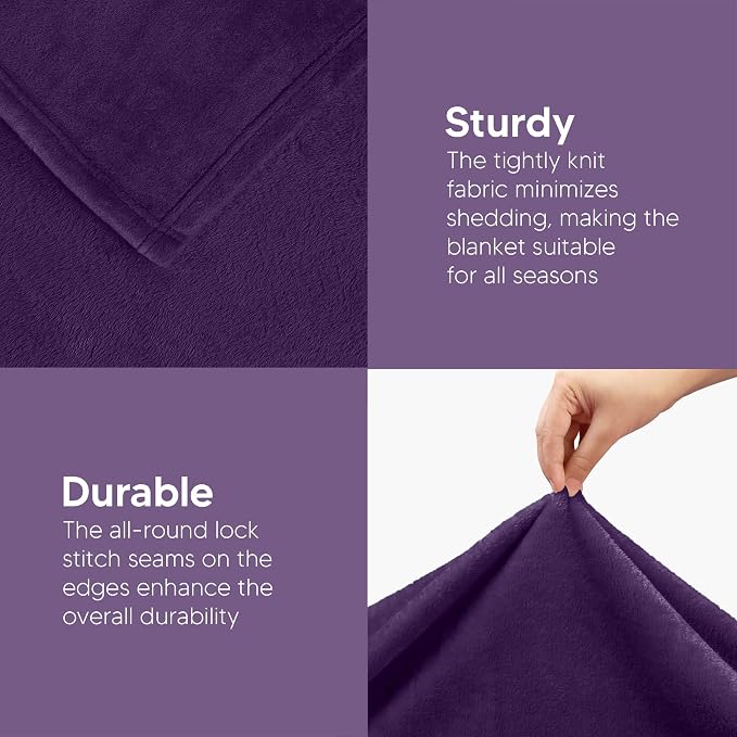 Utopia Bedding Ultra Soft Fleece Bed Blanket Full Size Purple (90x84 Inch) | Microfiber Plush Warm Lightweight Breathable Cozy Blanket Anti-Static, All Season Use, Gift for Women and Men