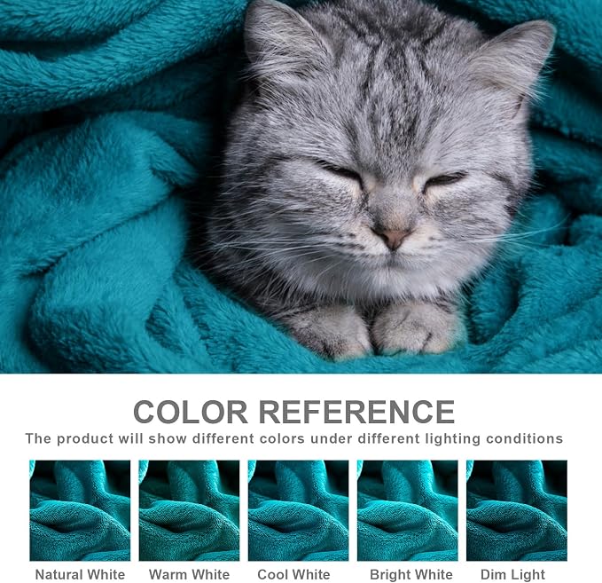 Hansleep Full Teal Fleece Blanket, Soft Flannel Bed Blanket | Fuzzy Cozy Blanket 84x90 Inches, Multi-use for Bed, Sofa, Couch, Travel, Camping, All Season Warm Lightweight Cover
