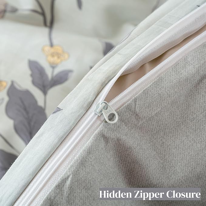 OAITE Twin Duvet Cover Set 3pcs 100% Cotton with Vintage Peony Floral | Soft, Breathable,Long-lasting,Comfort,Hidden Zipper,8 Corner Ties,Easy Care for All Season