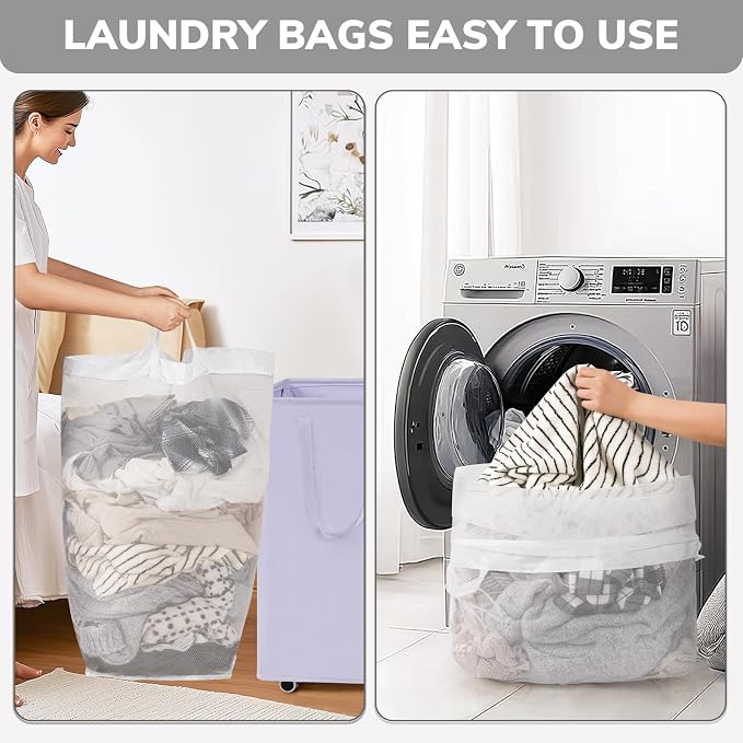 Goodpcik 75L Rolling Laundry Hamper with Wheels, Laundry Hamper for Dorm | Laundry Basket with Handles for Dirty Clothes, Hamper for Laundry Room, Dorm Room Essentials, Light Purple