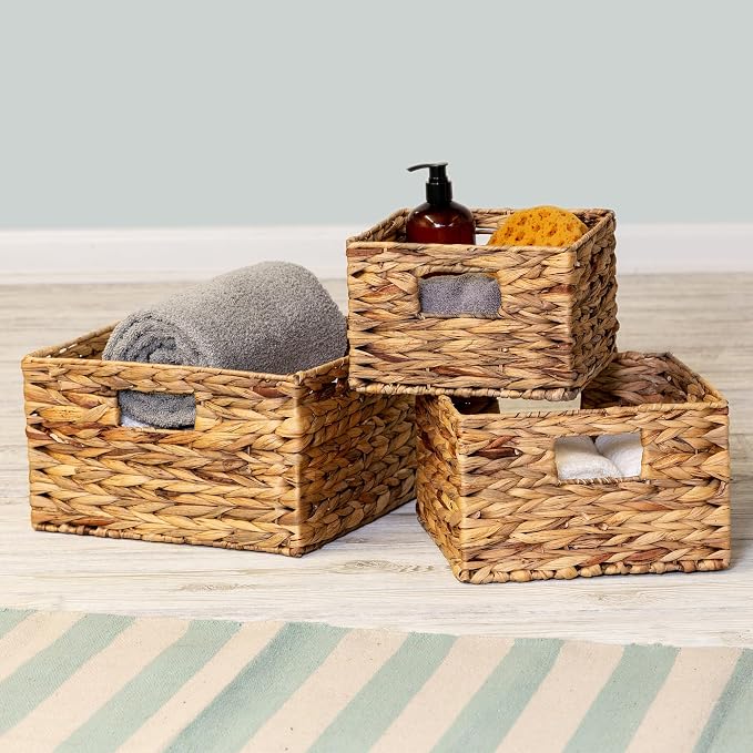 Honey-Can-Do Woven Water Hyacinth Wicker Storage Baskets, Nesting Set of 3