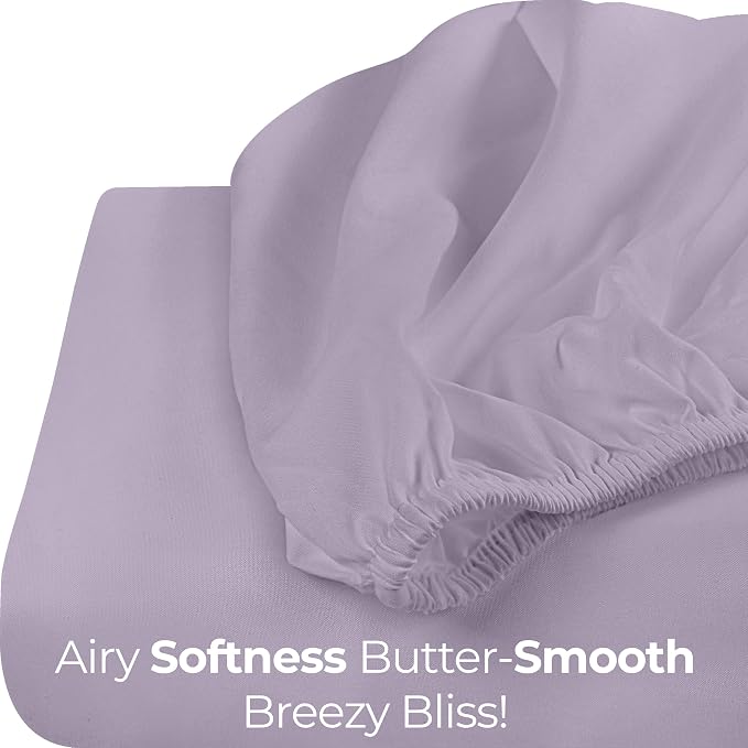 Twin Fitted Sheet, Ultra Soft Fits Up to 16 Inch Deep Pocket, Lavender | Hotel Comfort, Cooling & Breathable Cotton like Polyester, Easy Fit, Wrinkle & Fade Resistant, Snug Fit, Easy Care, Oeko-Tex