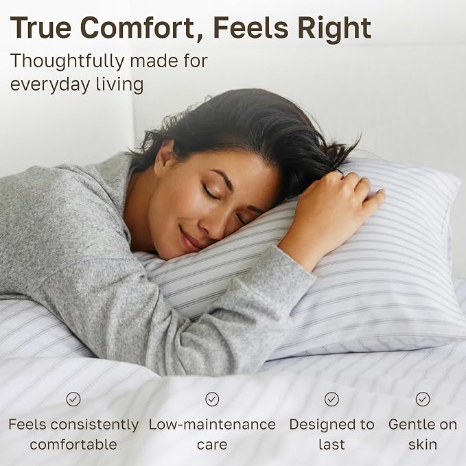 California Design Den Luxury 600 Thread Count Deep Pocket Queen Sheets Set | 100% Cotton Sateen Backed by Good Housekeeping Seal, Soft & Smooth, 16" Deep Pocket - Print - Ticking Stripe