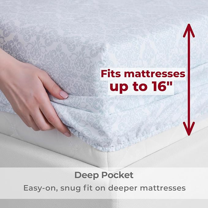 Mellanni Iconic 4-Piece, Ultra Soft Sheet Set (Full, Laced Sky Blue) | 10M+ Sleepers. Lab-tested: Sleeps Cool, Stays Bright, Strong, Smooth. Good Housekeeping Best Bedding, 7 yrs running.
