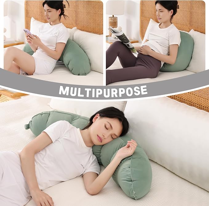 Peallow(Pat. Pend) – Long Round Body Pillow for Adults, Bolster Pillow for Sleeping, Soft and Supportive Pillow for Sleeping & Lumbar Support(Willow Green,39")
