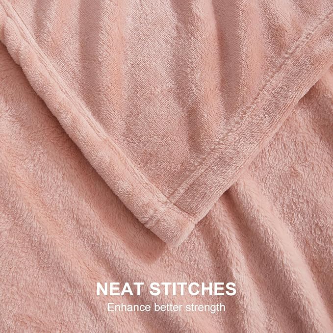 Hansleep Throw XL Dusty Pink Fleece Blanket, Soft Flannel Bed Blanket | Fuzzy Cozy Blanket 50x70 Inches, Multi-use for Bed, Sofa, Couch, Travel, Camping, All Season Warm Lightweight Cover