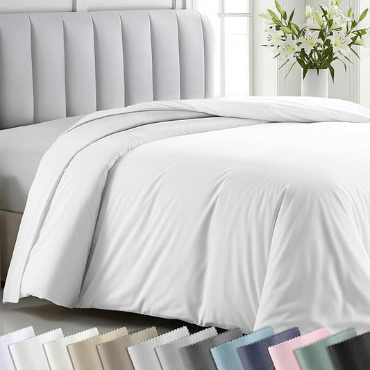 California Design Den Cotton Sateen Neutral Duvet Cover King, Antique White | Duvet Cover Only, Comforter Not Included, Backed by Good Housekeeping Seal, Button Closure & Corner Ties