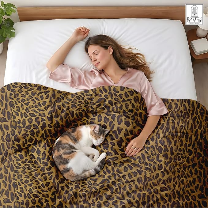 1 Pc Duvet Cover Twin XL/Twin - Cotton - Soft Premium Durable Cheetah Animal Print Comforter Cover - Zipper Closure & 7 Corner Ties- (Leopard, 68" X 90")