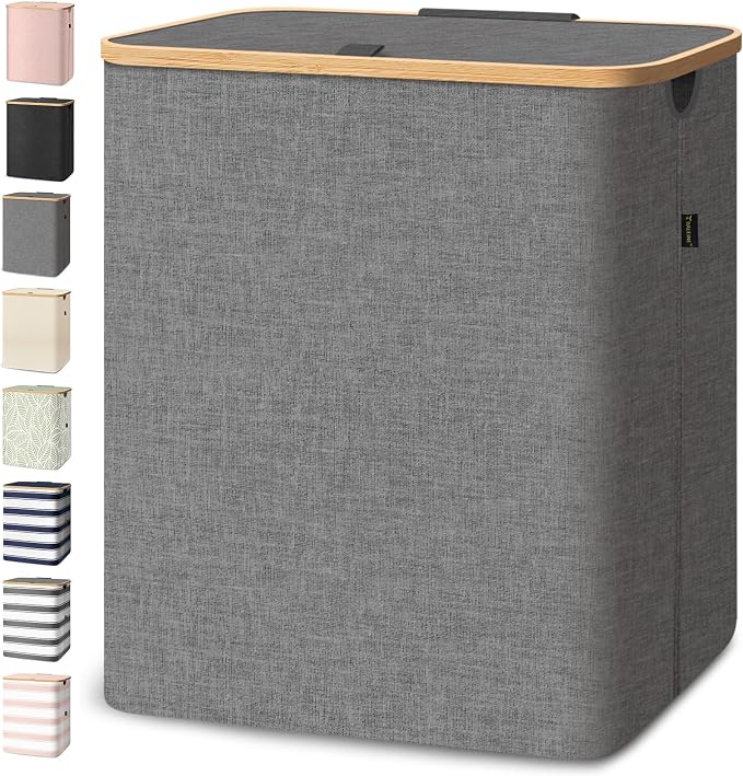 BALEINE 140L Laundry Hamper with Lid, Large Laundry Basket Bin | Large Capacity, Easy-Access Lid, Shape-Retaining Structure, Pull Handles, Ideal for Bedroom, Dorm, Laundry Room