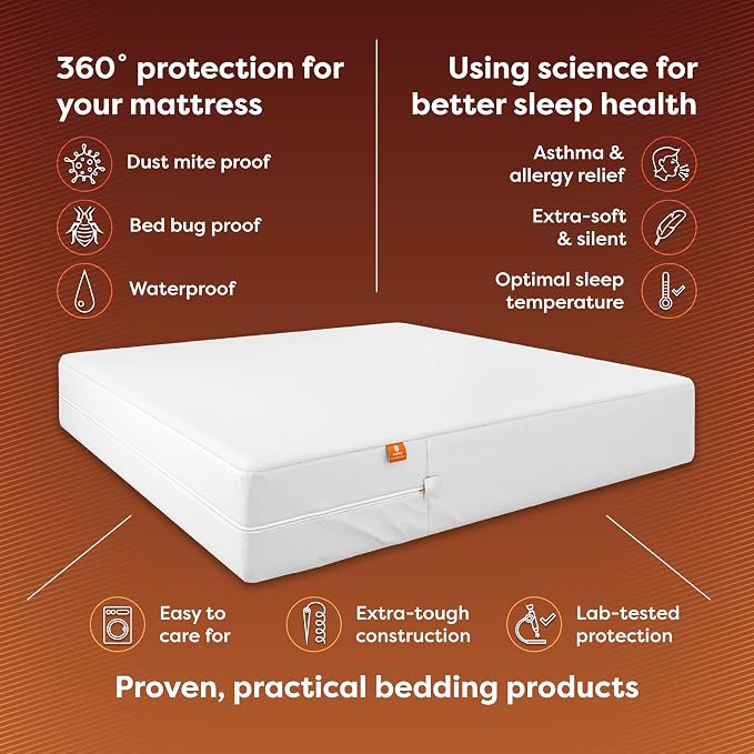 HOSPITOLOGY PRODUCTS Zippered Mattress Encasement - Sleep Defense System - Twin XL - Waterproof - Stretchable - Low Profile 9" Depth - 38" W x 80" L