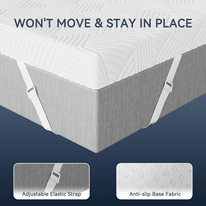 ELEMUSE 3 Inch California King Size Gel Memory Foam Mattress Topper | Pressure-Relieving Mattress Topper for Back Pain,High Density Cooling Pad,Non-Slip Design,Removable & Washable Bamboo Cover