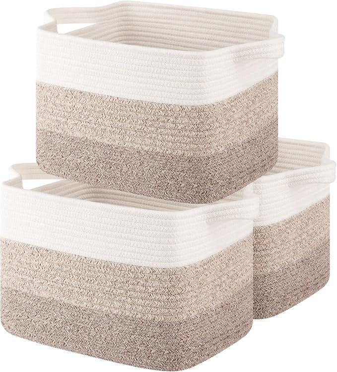 OIASKET Storage Basket for Organizing, Woven Baskets for Storage, Rectangle Decorative Baskets for Shleves, Closet, Toys, Books, Nursery Organizer Bins - Pack of 3 (Gradient Yellow, 13"x9.85"x8.7")