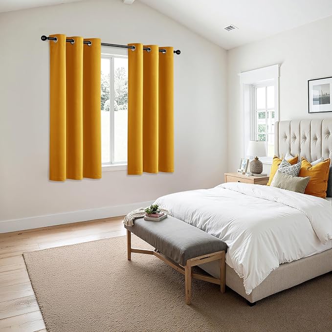 MIULEE Blackout Curtains for Bedroom 2 Panel 40x63 Inch Long Mustard Yellow | Thermal Insulated, Living Room Darkening Grommet Drapes, Noise Reducing, Light Blocking Window Treatments