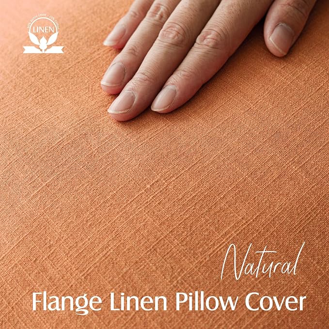 Foindtower Linen Solid Decorative Throw Pillow Covers 18x18 Dusty Orange | Pack of 2 Boho Farmhouse Neutral Pillowcase,Soft Euro Accent Cushion Covers,Home Decor for Bed Couch Sofa Bedroom Living Room