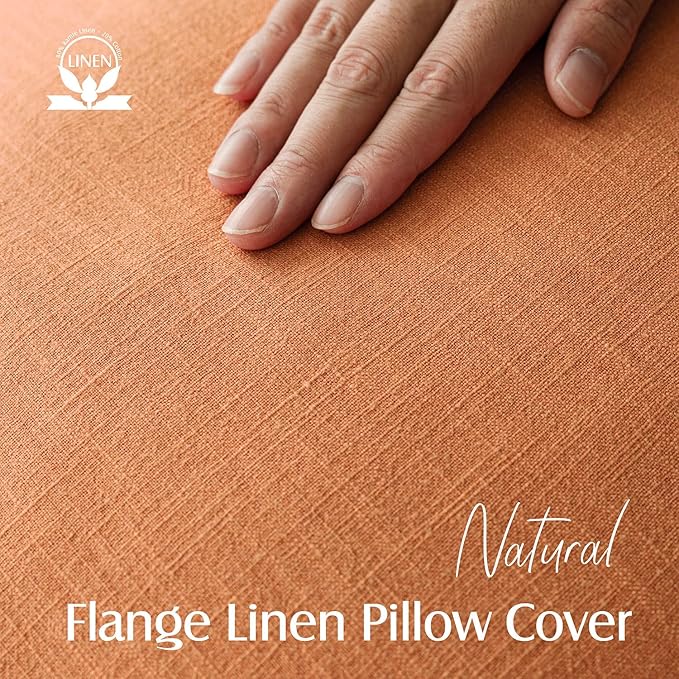 Foindtower Linen Solid Decorative Throw Pillow Covers 20x20 Dusty Orange | Pack of 2 Boho Farmhouse Pillowcase,Accent Neutral Cushion Covers,Morden Home Decor for Chair Couch Sofa Bedroom Living Room