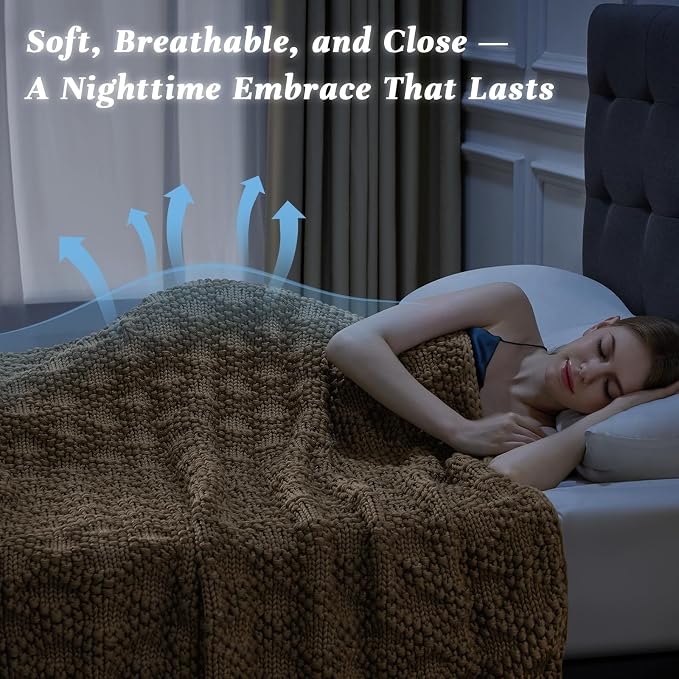 Anysay Knitted Weighted Blanket for Adult,Chunky Knit Throw 60''*80'' 10lbs | Cooling Weighted Blanket for Sleep Breathable Machine Washable Fall Heavy Blanket for Room Decor(Queen）