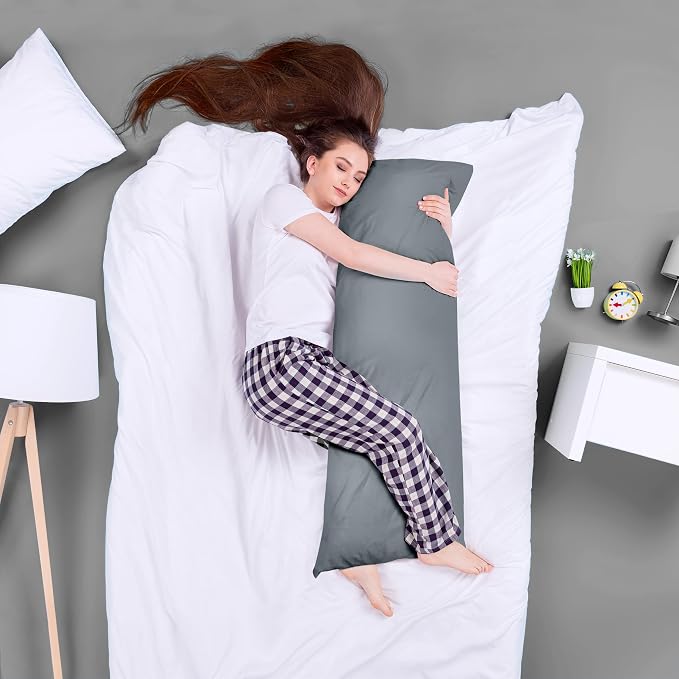 Utopia Bedding Full Body Pillow for Adults (Grey, 20 x 54 Inch), Long Pillow Insert for Sleeping, Ideal for Side Sleepers (Pack of 3)