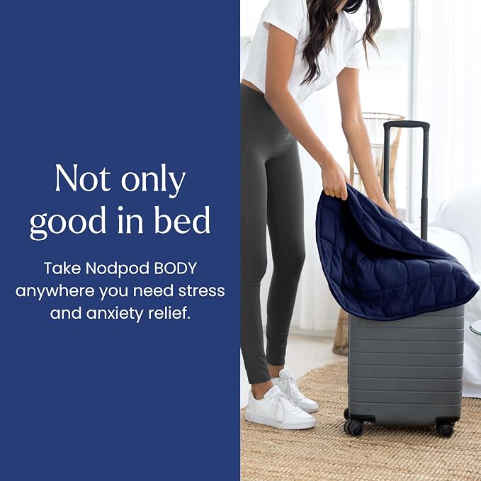 nodpod Body 6.5lb Patented Compact Weighted Blanket | Perfect for Relaxation, Lounging, Napping, Sleeping & Travel, Glass Bead Filled, Machine Washable, 29" x 24", Midnight