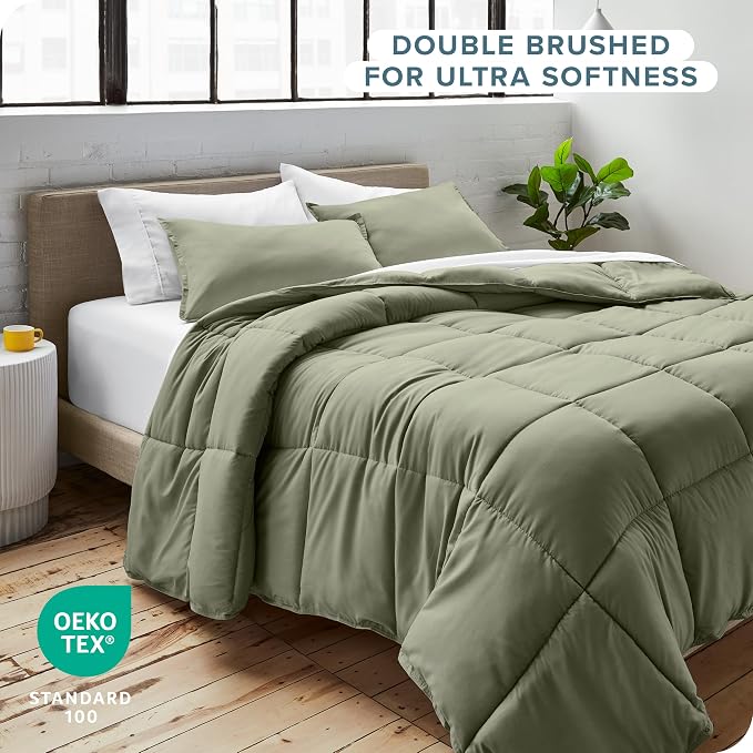 Bare Home Comforter Set - Twin/Twin Extra Long Size - Ultra-Soft - Goose Down Alternative - Premium 1800 Series - All Season Warmth (Twin/Twin XL, Sage) | All-Season, Breathable, Hypoallergenic, Premium 1800, Warm, Cozy