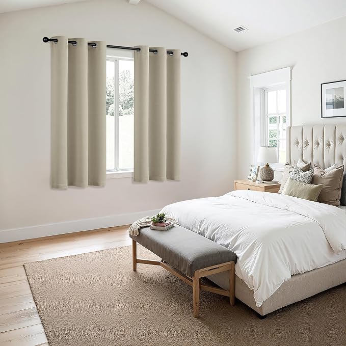 MIULEE Blackout Curtains for Bedroom 2 Panels 40 x 63 Inch Long Sand | Thermal Insulated, Living Room Darkening Grommet Drapes, Noise Reducing, Light Blocking Window Treatments
