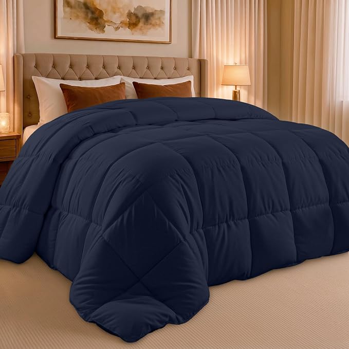 Utopia Bedding California King Comforter, Duvet Insert, Navy, 96 x 102 in | Soft and Fluffy Down Alternative Bed Comforter, All Season, Breathable, Corner Tabs, Box Stitched, Durable, Machine Washable