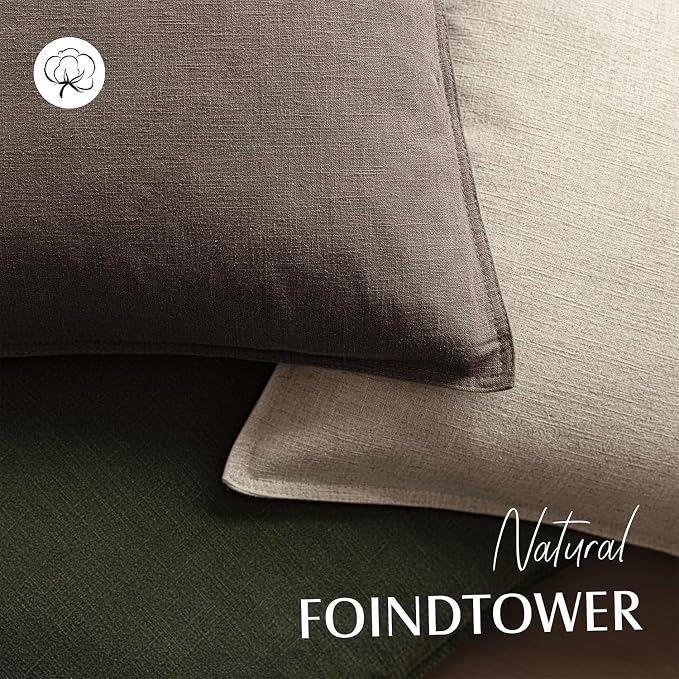 Foindtower Linen Solid Decorative Throw Pillow Covers 18x18 Light Coffee | Pack of 2 Boho Farmhouse Neutral Pillowcase,Soft Euro Accent Cushion Covers,Home Decor for Bed Couch Sofa Bedroom Living Room