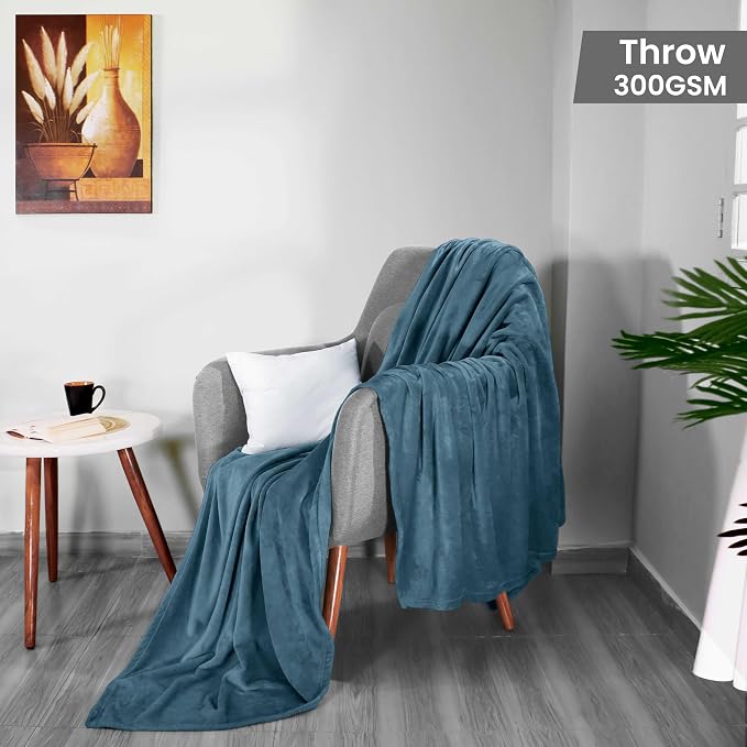 Utopia Bedding Soft Fleece Bed Blanket Throw Size Stone Blue (50x60 Inch) | Microfiber Plush Warm Lightweight Breathable Cozy Blanket Anti-Static, All Season Use, Gift for Women and Men