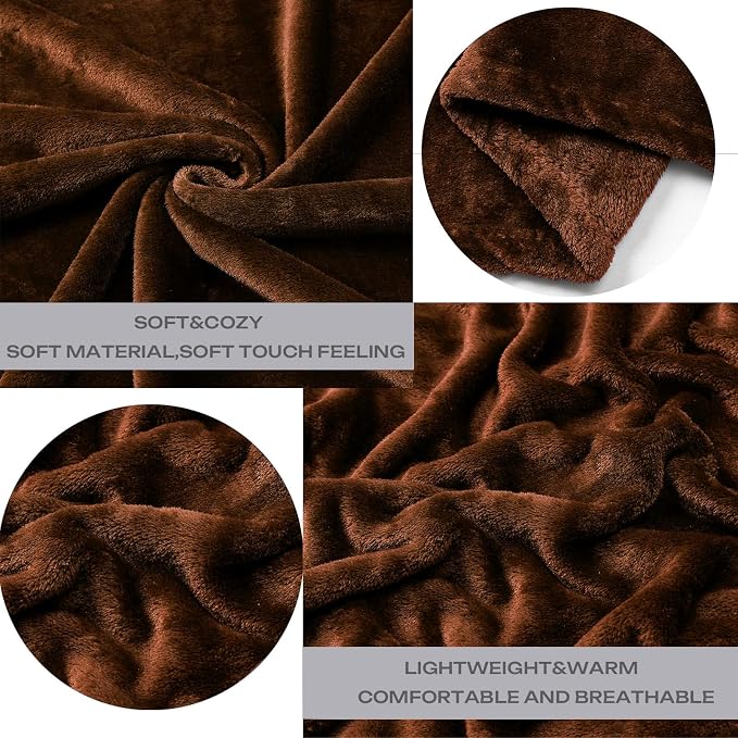 Brown Fleece Plush Throw Blanket 50"x60"for Couch Sofa Fuzzy Cozy Flannel | Super Soft Lightweight Microfiber Blanket for Bed Chair bedroom Home Decor All Season,Birthday Gifts for Women Mom Adult