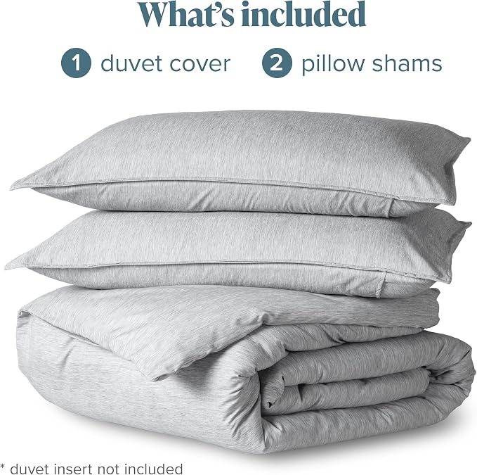 Bare Home Duvet Cover Set (Oversized Queen, Heathered Pewter) | 1800 Ultra-Soft, Lightweight, Cooling, Breathable, Premium, All-Season