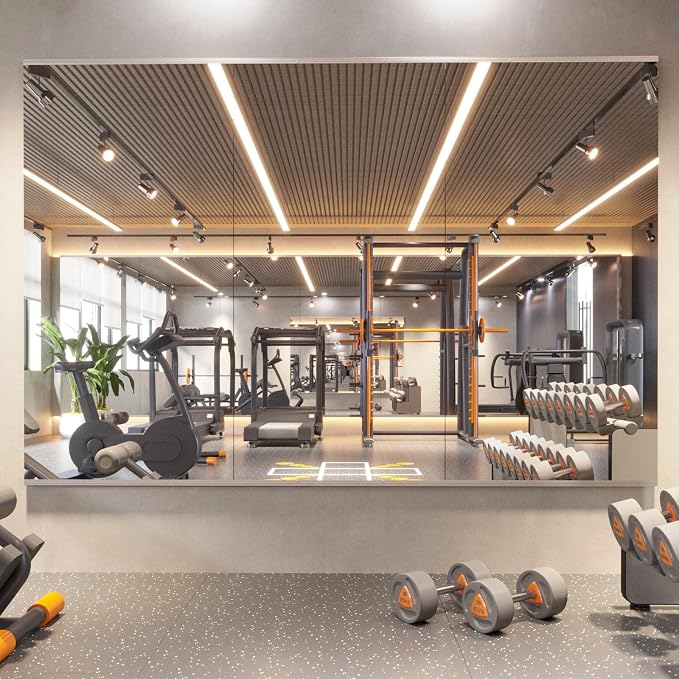 pertetey 56 x 30 in Home Gym Mirrors, Frameless, 3-Pack | Tempered Glass, Full Body View, Wall Mounted for Yoga, Exercise, Dance Studio