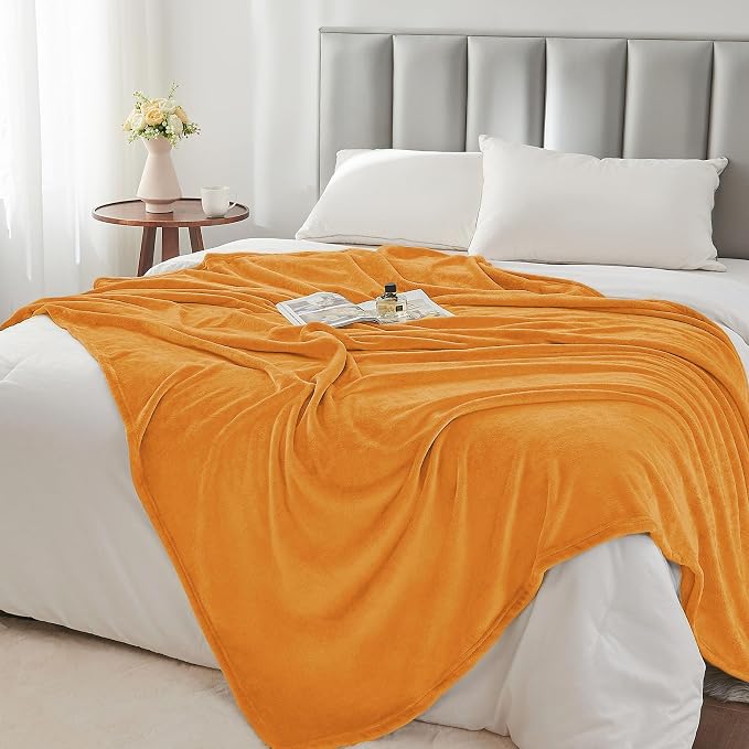 BEDELITE Fleece Blanket Soft Fall Queen Bed Blanket Burnt Orange 90"x90" | Ultra Soft Fleece, Plush Microfiber, Lightweight Warmth, Fall Decor, Fade Resistant, Machine Washable,Perfect for Bed