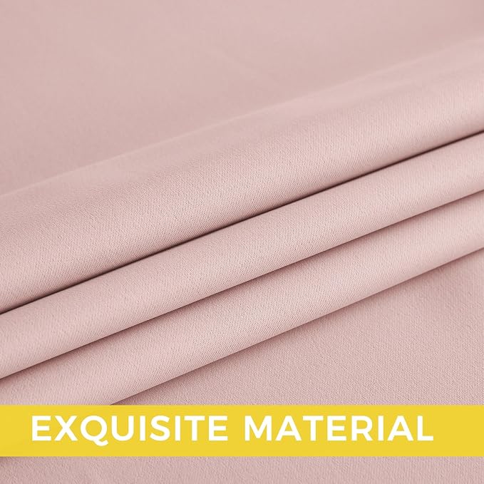 NICETOWN Blush Pink Room Darkening Curtains 45 Inches Long 2 Panels for Girls Room, Bedroom, Nursery Thermal Insulated Blackout Drapes Solid Grommet Noise Reducing Window Curtains, W40