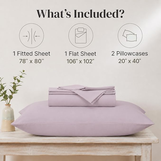 Modern Threads Soft Microfiber Solid Sheets - Luxurious Microfiber Bed Sheets - Includes Flat Sheet, Fitted Sheet with Deep Pockets, & Pillowcases Dusty Mauve King