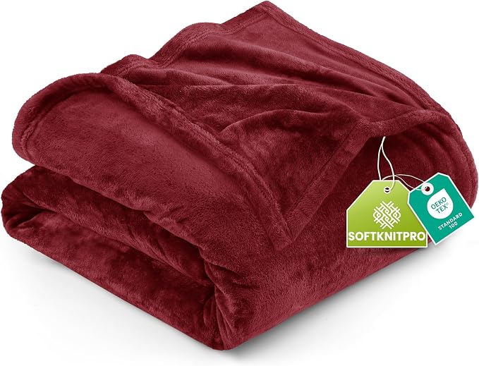Utopia Bedding Soft Fleece Bed Blanket Queen Size Burgundy (90x90 Inch) | Microfiber Plush Warm Lightweight Breathable Cozy Blanket Anti-Static, All Season Use, Gift for Women and Men