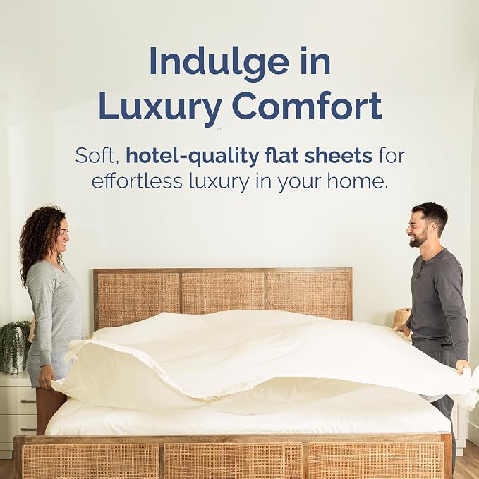 Twin Flat Sheet - Single Top Flat Sheet Only - Soft & Cooling - Off White | Hotel Luxury Top Flat Sheet Only, Ultra-Soft, Breathable & Cooling, Fade & Wrinkle Free, Easy-Care, Stain & Shrink Resistant