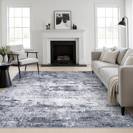 Area Rug Living Room: 6x6 Modern Washable Indoor Soft Carpet Grey | For Bedroom Dining Room Farmhouse Nursery Hallway Office,Modern Abstract,Machine washable,Non-Slip,Stain Resistant,Indoor