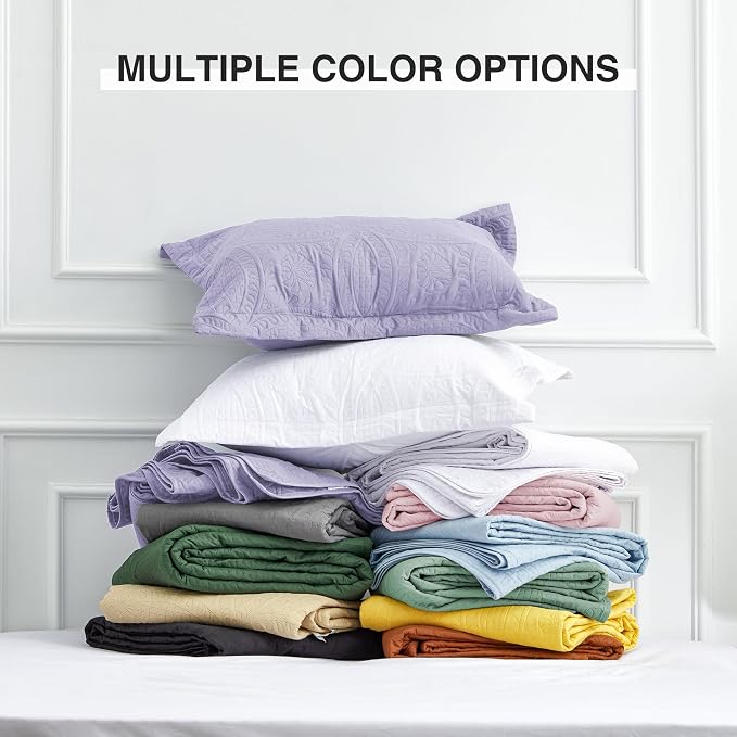 Love's cabin Quilts for Full Bed Lavender Bedspreads Bedding Set - Lightweight Bedspread Comforter - Coin Pattern Bedding Coverlet for All Season - 3 Pieces (1 Quilt, 2 Pillow Shams)