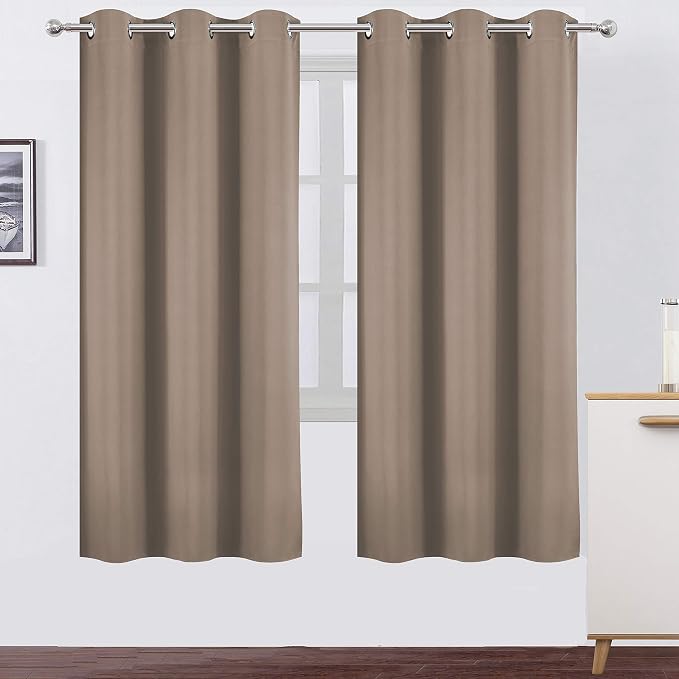 Cappuccino Thermal Blackout Curtains/42 x 72 Inch/Set of 2 Panels Room Darkening Curtains for Bedroom