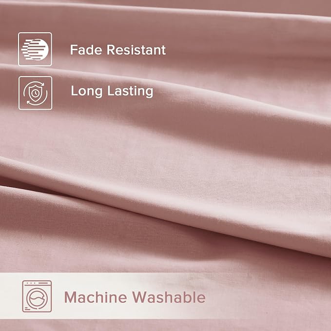 Comfort Spaces 100% Cotton Percale Sheets King Sheet Set 4 Pcs, Pink | Crisp, Cool & Breathable Bed Sheets, 14" Deep Pocket Fits Up to 16" Mattress, Lightweight, All Season Cozy, with Pillow Case