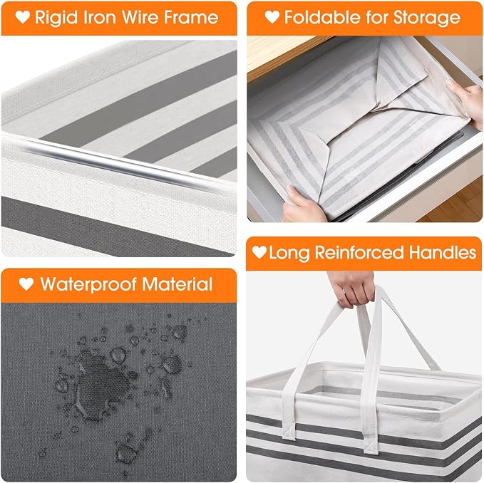 4 Pack Large Laundry Baskets, Laundry Hampers, Freestanding Waterproof Collapsible Clothes Bag with Extended & Reinforced Handles - Clothes Basket for Dorm, Bathroom, Home (88L)