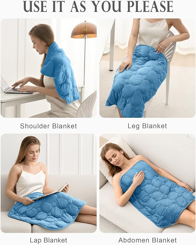 Cottonblue Small Weighted Lap Blanket 7lbs for Adults Teens 24"x29", Cozy | Soft Crystal Velvet Weighted Blanket Pad, Washable Portable Mini Travel Blankets for Relaxation All Season Used, Dark Blue