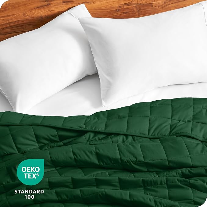 Bare Home Cotton Weighted Blanket (Forest Green, 40"x60" 10lbs) | Twin or Full Size, All-Natural 100% Cotton, Premium Heavy Blanket Nontoxic Glass Beads